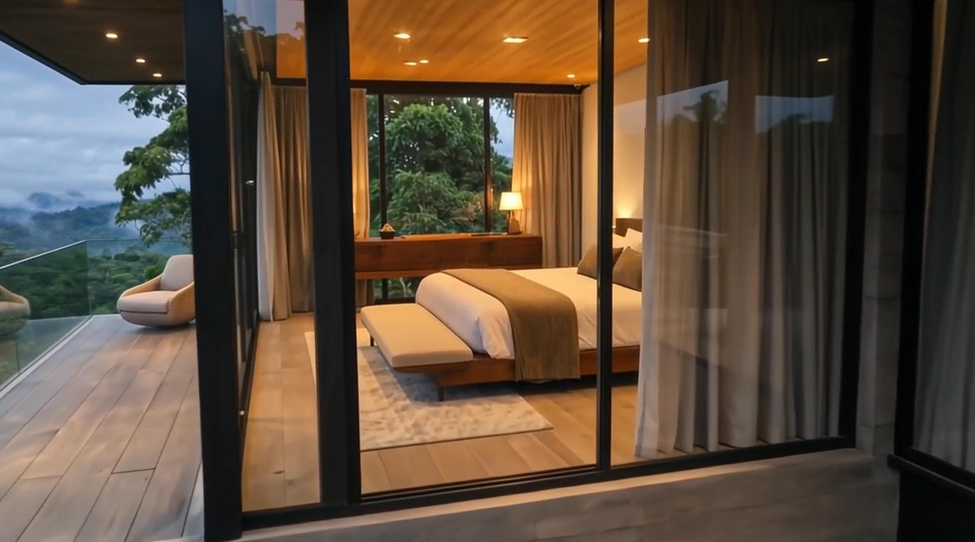 Glass wall to the terrace